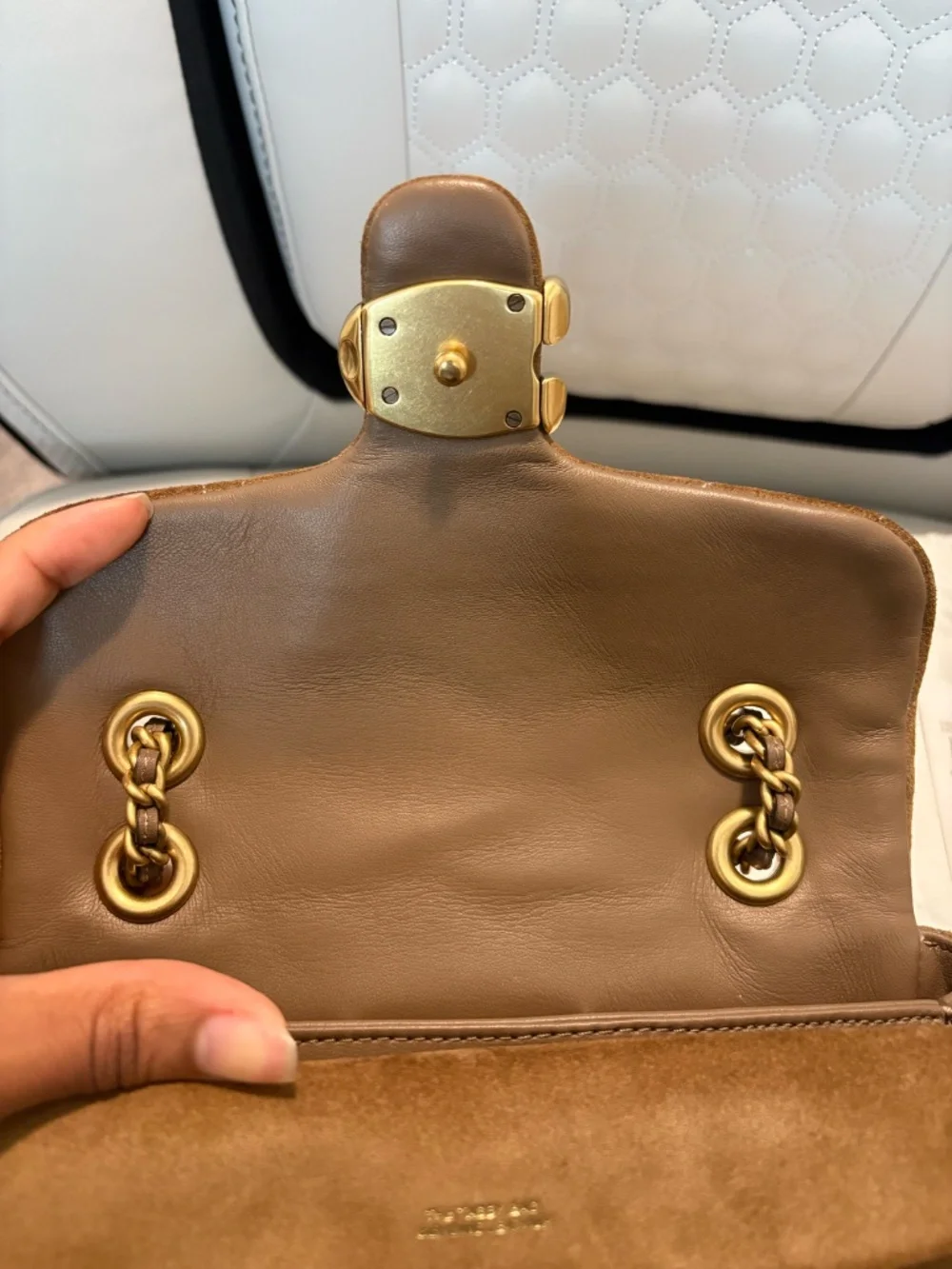 COACH Quilted Tabby Shoulder Bag 20 in Suede Cedar - Picture 6 of 11